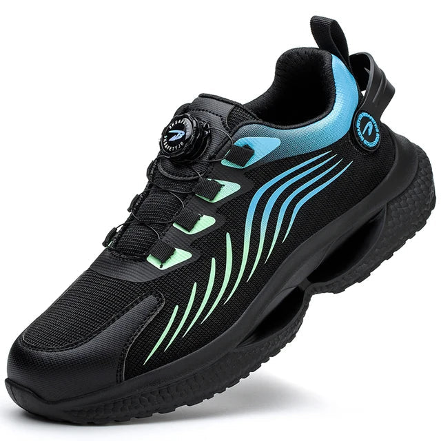 Henner Z90 Zapatos de seguridad ultraligeros y resistentes al desgaste con hebilla giratoria y puntera de acero